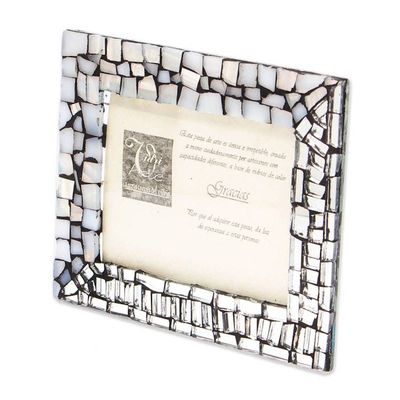 Alternate image for Mirror Glass Photo Frame Handmade by Mexican Artisans 3x4 Shimmering Beloved