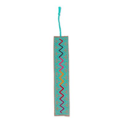 Alternate image for Zig-Zag-Patterned Celadon 100 Cotton Bookmark from Mexico Celadon Rainbow