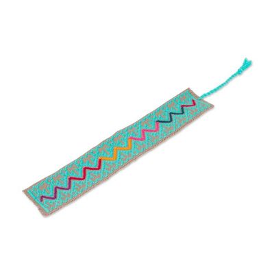 Alternate image for Zig-Zag-Patterned Celadon 100 Cotton Bookmark from Mexico Celadon Rainbow