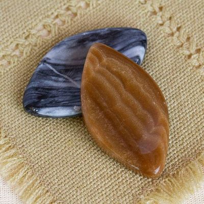 Primary image for Handcrafted Diamond-Shaped Stone Amulets Pair Calming Diamond