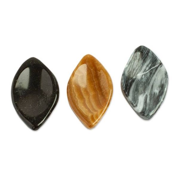 Alternate image for Handcrafted Diamond-Shaped Stone Amulets Pair Calming Diamond
