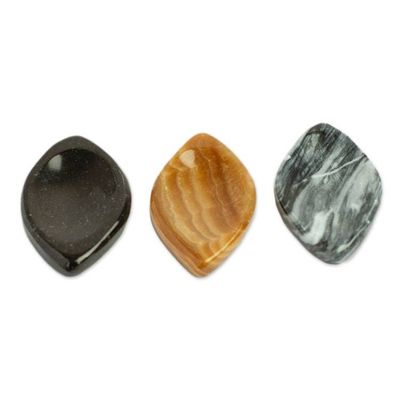 Alternate image for Handcrafted Diamond-Shaped Stone Amulets Pair Calming Diamond