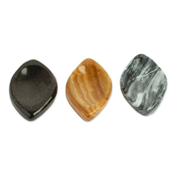 Alternate image for Handcrafted Diamond-Shaped Stone Amulets Pair Calming Diamond