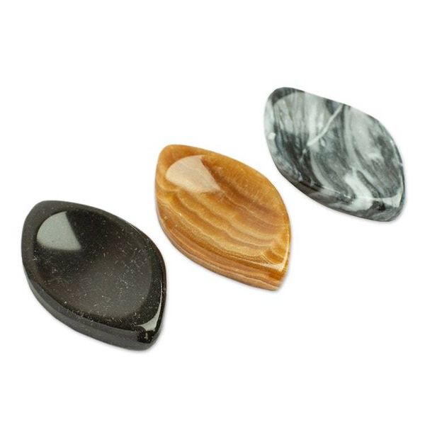 Alternate image for Handcrafted Diamond-Shaped Stone Amulets Pair Calming Diamond