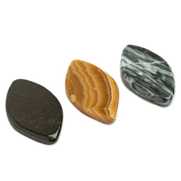 Alternate image for Handcrafted Diamond-Shaped Stone Amulets Pair Calming Diamond