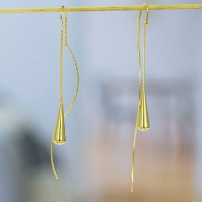 Alternate image for Minimalist Cube Square-Themed Gold-Plated Threader Earrings Minimalist Cubes