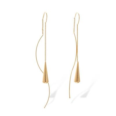 Alternate image for Minimalist Cube Square-Themed Gold-Plated Threader Earrings Minimalist Cubes