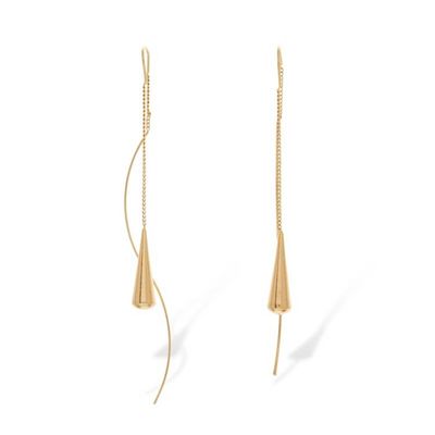 Alternate image for Minimalist Cube Square-Themed Gold-Plated Threader Earrings Minimalist Cubes