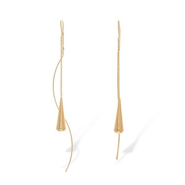 Alternate image for Minimalist Cube Square-Themed Gold-Plated Threader Earrings Minimalist Cubes
