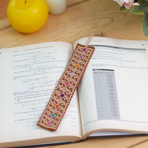 Alternate image for Artisan-Made Handwoven Copper Brown 100 Cotton Bookmark Story of Heritage