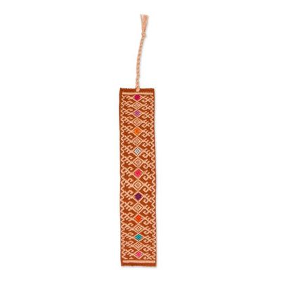 Alternate image for Artisan-Made Handwoven Copper Brown 100 Cotton Bookmark Story of Heritage