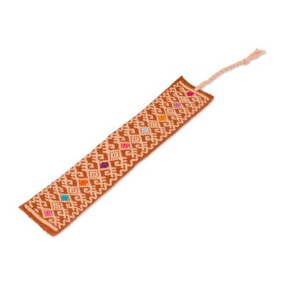 Alternate image for Artisan-Made Handwoven Copper Brown 100 Cotton Bookmark Story of Heritage