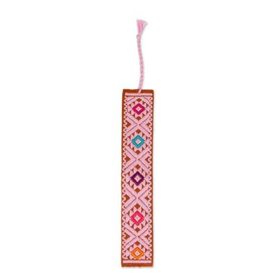 Alternate image for Diamond-Patterned Bubblegum Pink Cotton Bookmark from Mexico Bubblegum Letters