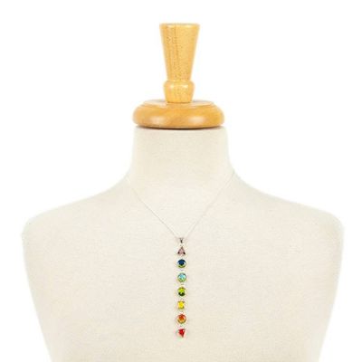 Alternate image for Resin-Coated Natural Flower Silver Chakra Pendant Necklace Chakra Vibrancy