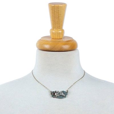 Alternate image for Mermaid-Themed Recon Turquoise and Garnet Pendant Necklace Mermaid Passion