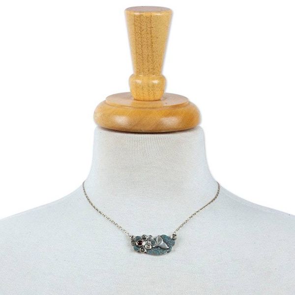 Alternate image for Mermaid-Themed Recon Turquoise and Garnet Pendant Necklace Mermaid Passion