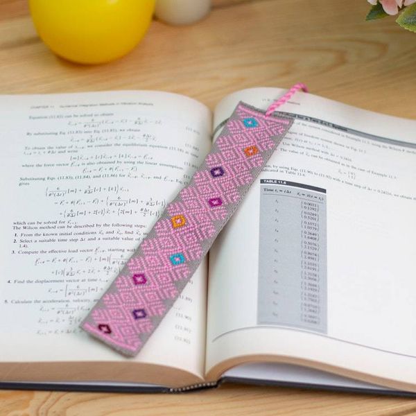 Alternate image for Folk Art-Themed Handwoven Cotton Candy 100 Cotton Bookmark Cotton Candy Literature