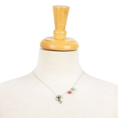 Alternate image for Amazonite Silver Pendant Necklace with Axolotl Theme Axolotl Charm