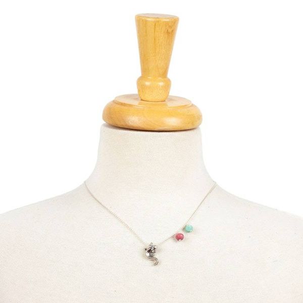 Alternate image for Amazonite Silver Pendant Necklace with Axolotl Theme Axolotl Charm
