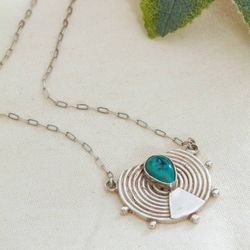Image for Matte Natural Turquoise Pendant Necklace Made in Mexico Turquoise Gala