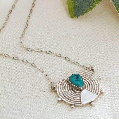 Primary image for Matte Natural Turquoise Pendant Necklace Made in Mexico Turquoise Gala