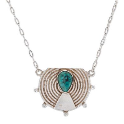 Alternate image for Matte Natural Turquoise Pendant Necklace Made in Mexico Turquoise Gala