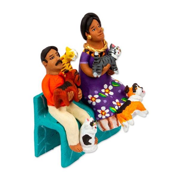 Alternate image for Artisan Crafted Ceramic Sculpture of Pet Lover Couple Pet Lovers
