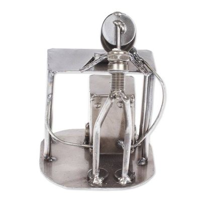 Alternate image for Upcycled Metal Auto Part Sculpture of a Welder from Mexico Concentrating Welder