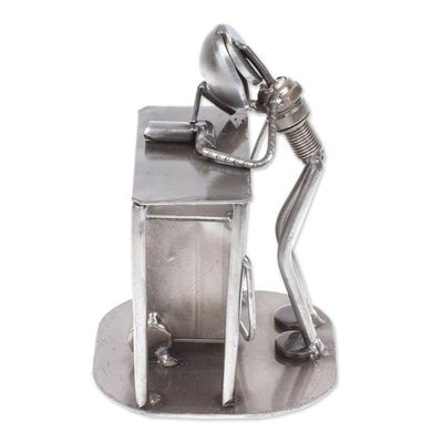 Alternate image for Upcycled Metal Auto Part Sculpture of a Welder from Mexico Concentrating Welder
