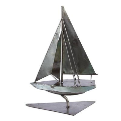 Alternate image for Rustic Yacht Sculpture from Recycled Metal Rustic Yacht