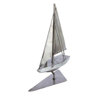 Alternate image for Rustic Yacht Sculpture from Recycled Metal Rustic Yacht