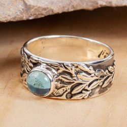 Image for Leaf Motif Blue Topaz Ring Leaf Encounter
