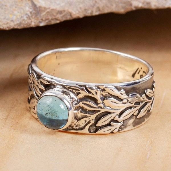 Alternate image for Leaf Motif Blue Topaz Ring Leaf Encounter