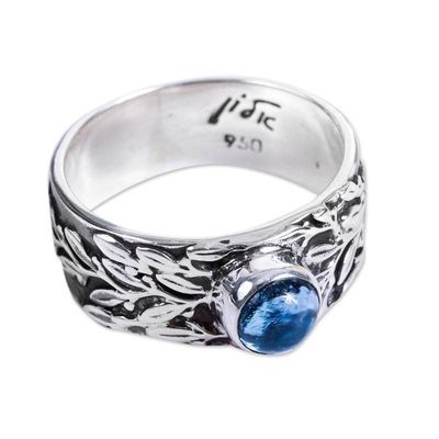 Alternate image for Leaf Motif Blue Topaz Ring Leaf Encounter