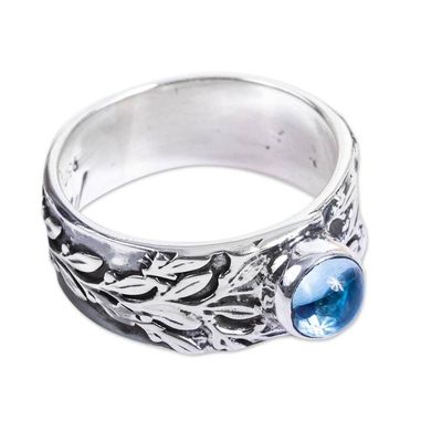 Alternate image for Leaf Motif Blue Topaz Ring Leaf Encounter
