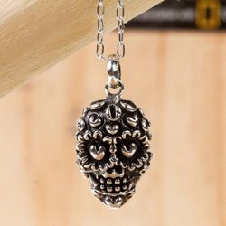Image for Skull Necklace in Taxco Sterling Silver Deadly Love
