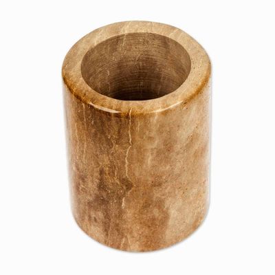 Alternate image for Artisan-Made Hand-Carved Natural Brown Marble Pencil Holder Professional Marble