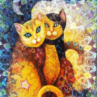 Alternate image for Cat-themed Blue Decoupage Bookmark with Cord from Mexico Two Cats