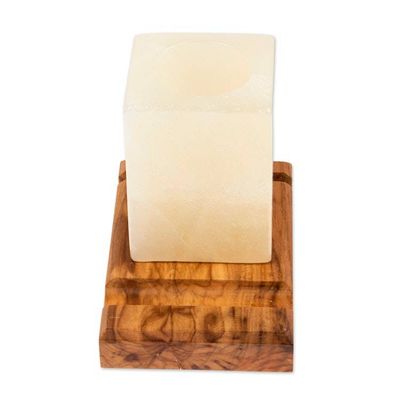 Alternate image for Marble Wood Pencil Holder with Slots for Phone and Cards All in Place