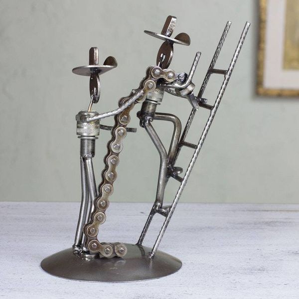 Alternate image for Recycled metal sculpture Firefighters at Work