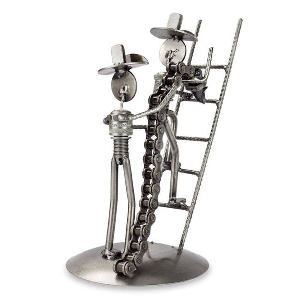 Alternate image for Recycled metal sculpture Firefighters at Work