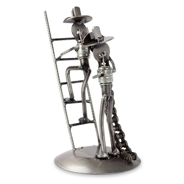 Alternate image for Recycled metal sculpture Firefighters at Work