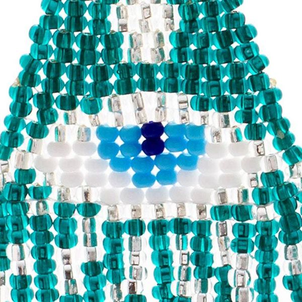 Alternate image for Protection Turkish Eye Teal Glass Beaded Waterfall Earrings Teal Turkish Eye