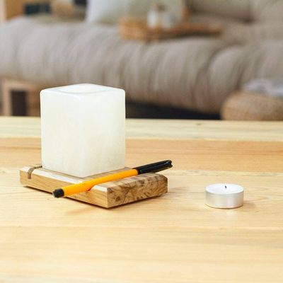 Alternate image for Marble Wood Pencil Holder with Slots for Phone and Cards All in Place