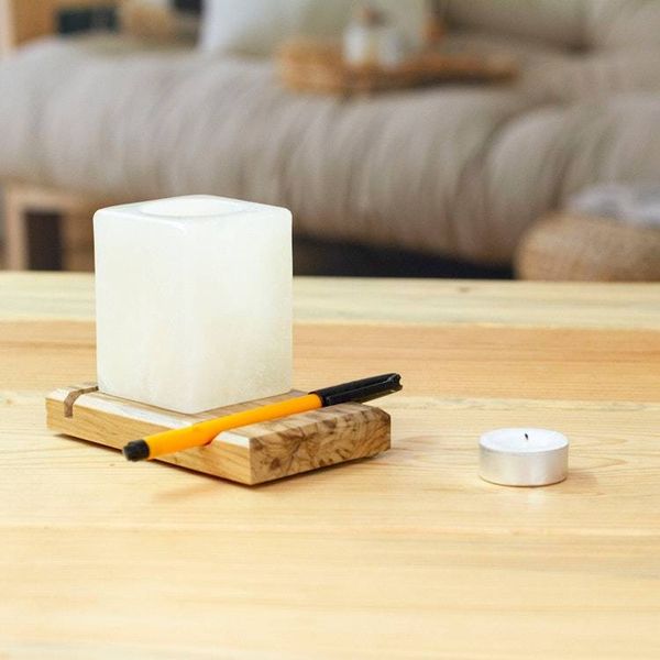 Alternate image for Marble Wood Pencil Holder with Slots for Phone and Cards All in Place