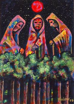 Image for Impressionist Inspirational Acrylic on Paper Gicle Print Secret Meeting