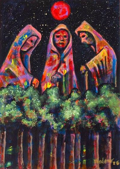 Primary image for Impressionist Inspirational Acrylic on Paper Gicle Print Secret Meeting