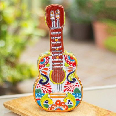 Primary image for Talavera-Style Ceramic Guitar Sculpture from Mexico Talavera Guitar