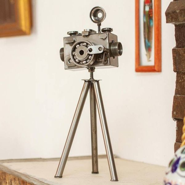 Alternate image for Mexico Eco Friendly Upcycled Metal Camera Sculpture Rustic Camera