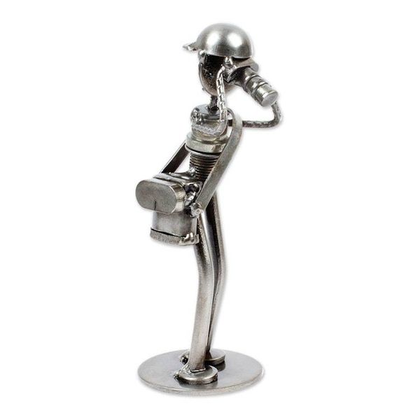 Alternate image for Handcrafted Photographer Recycled Auto Part Sculpture Rustic Photographer
